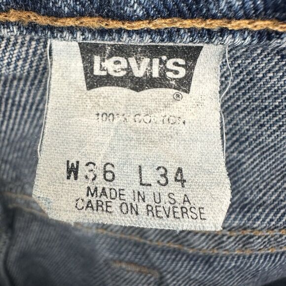 Levis 554 Jeans Mens 36 x 34 Blue Relaxed Straight Vintage 90's USA Cotton Denim - Picture 13 of 15